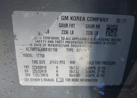 2021 Chevrolet Trailblazer Fwd Rs from USA, damaged, VIN KL79MTSL6MB161156